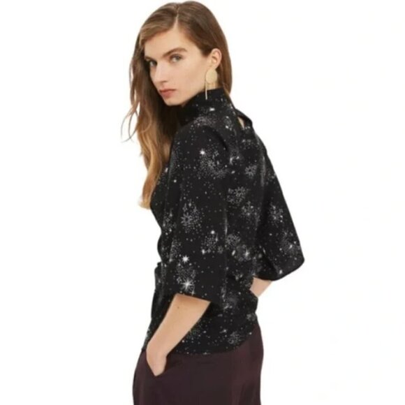 Topshop Tops - Topshop Kimono style galaxy top size 2 black + white